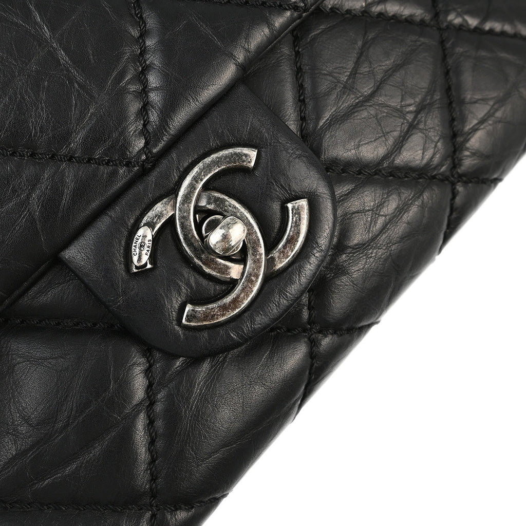 Chanel 2013-2014 Black Calfskin Duo Color Chain Shoulder Bag