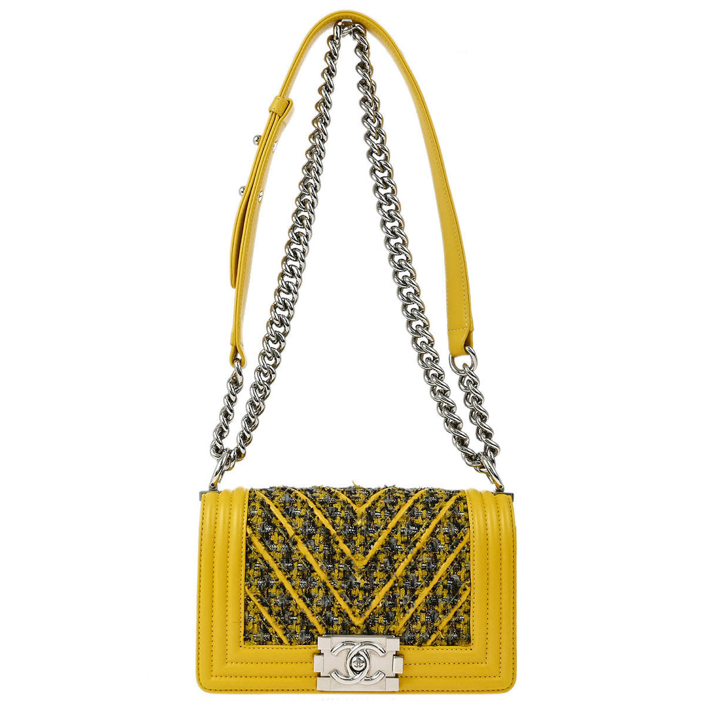 Chanel 2017-2018 Tweed Chevron Boy Small
