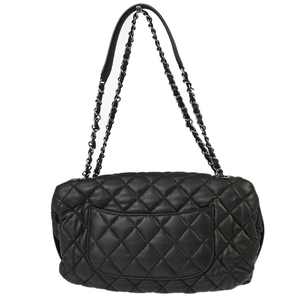 Chanel 2013-2014 Black Lambskin Double Chain Shoulder Bag