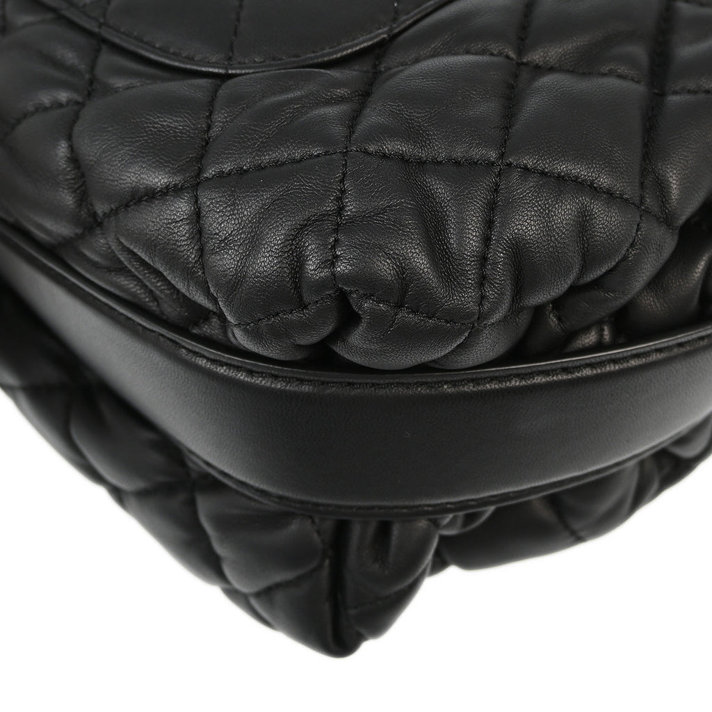 Chanel 2013-2014 Black Lambskin Double Chain Shoulder Bag