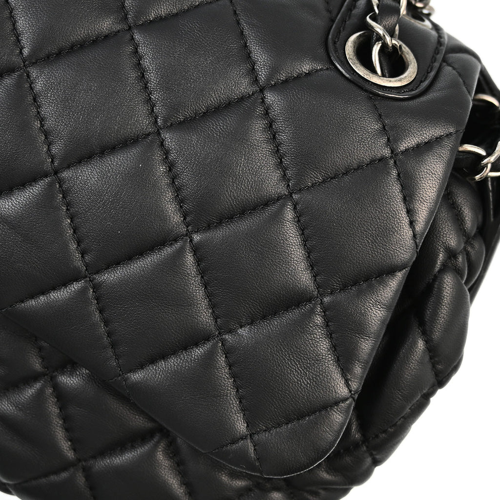 Chanel 2013-2014 Black Lambskin Double Chain Shoulder Bag