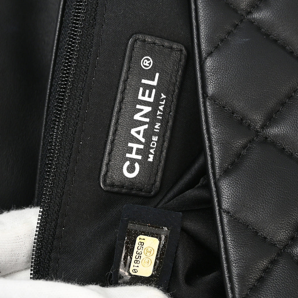 Chanel 2013-2014 Black Lambskin Double Chain Shoulder Bag