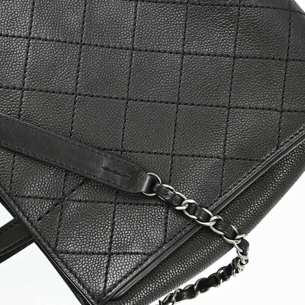 Chanel 2013-2014 Black Caviar Hampton 2way Shoulder Handbag