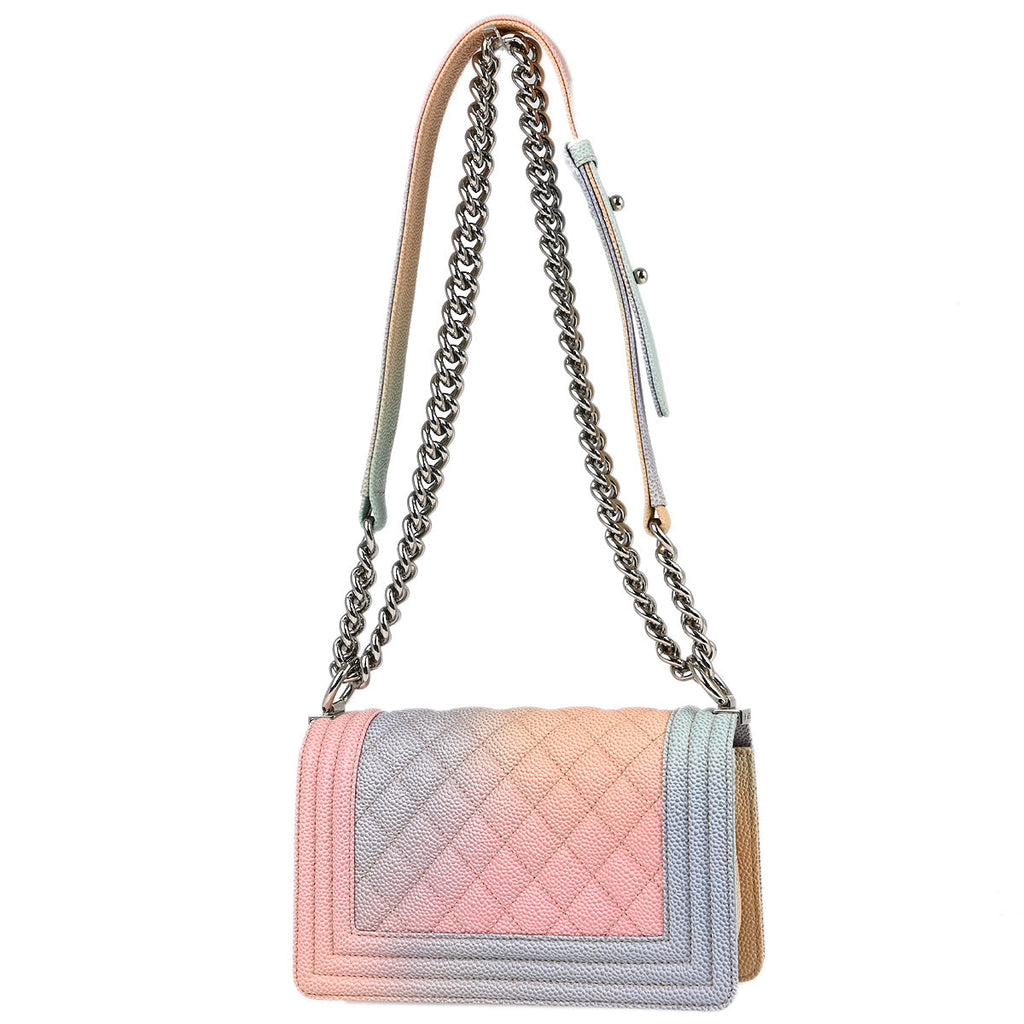 Boy Chanel 2018 Pink Blue Caviar Small Chain Shoulder Bag