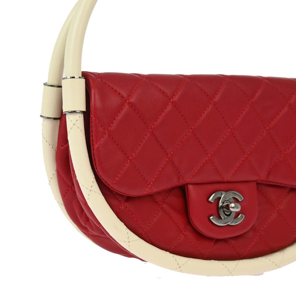 Chanel 2013-2014 Red Lambskin Small Hula Hoop Handbag