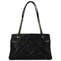 Chanel 2013-2014 Black Caviar Chain Shoulder Tote Bag