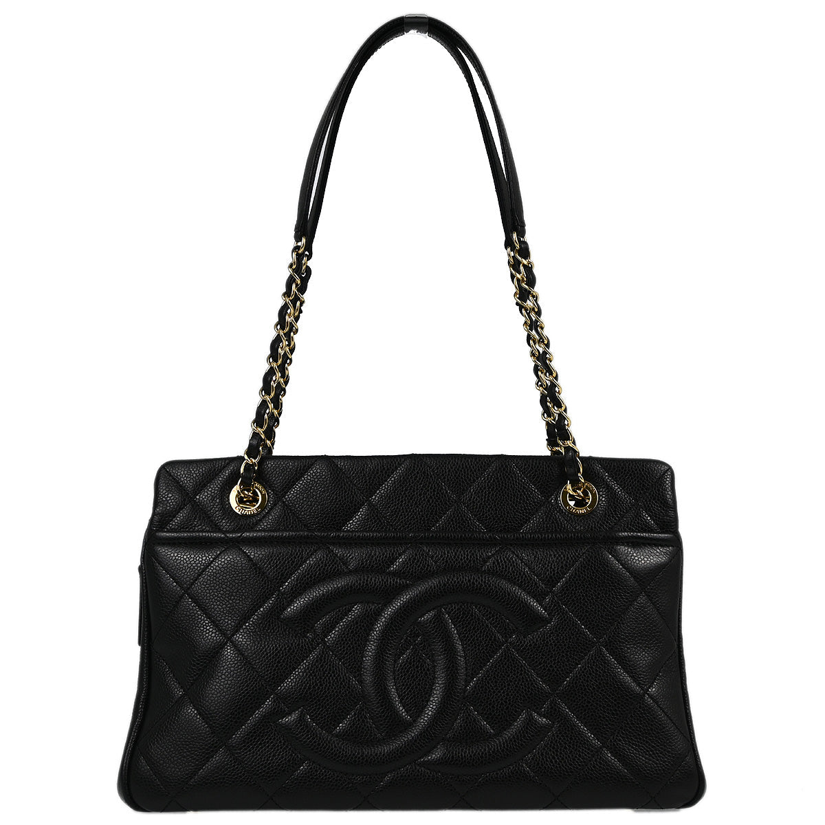 Chanel 2013-2014 Black Caviar Chain Shoulder Tote Bag
