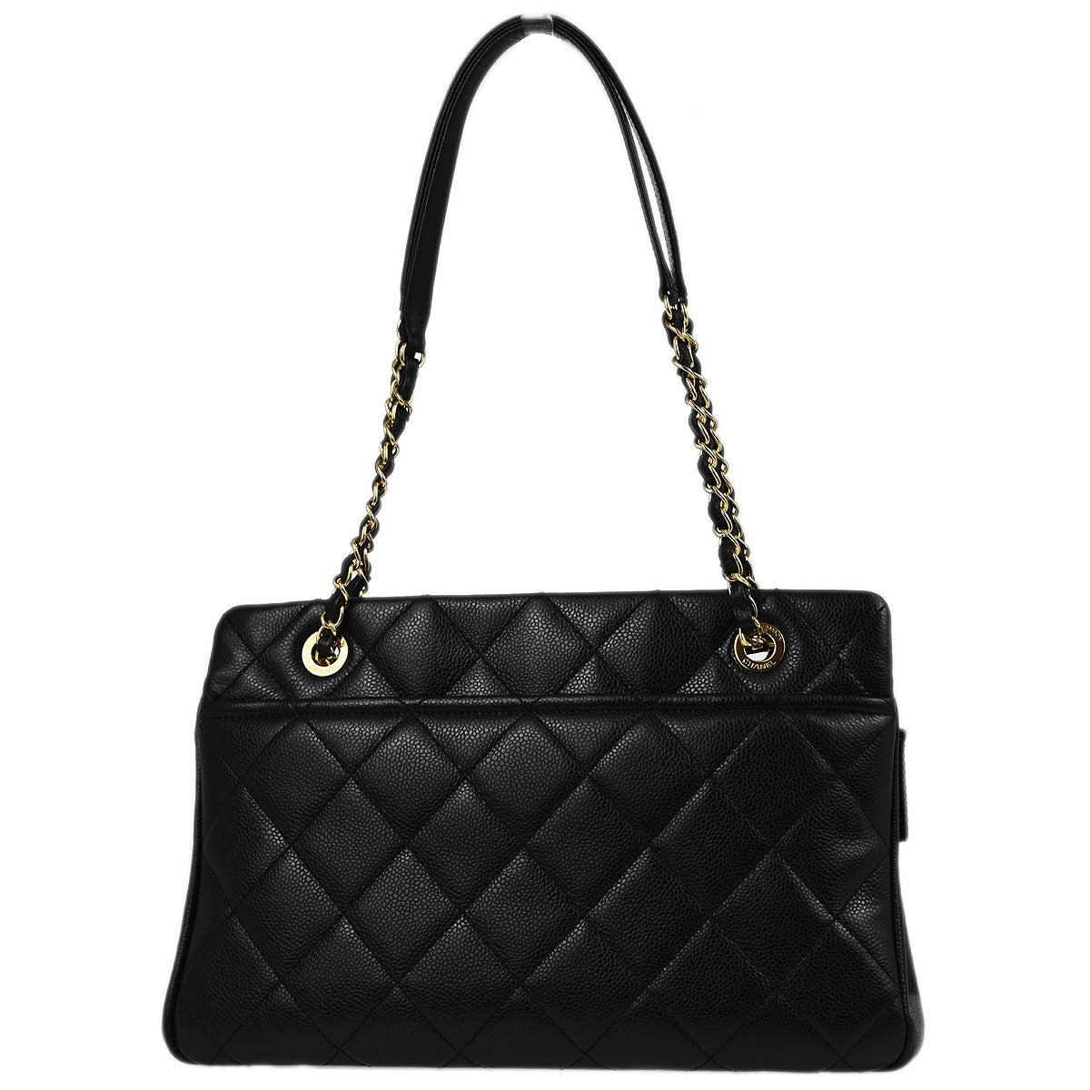 Chanel 2013-2014 Black Caviar Chain Shoulder Tote Bag