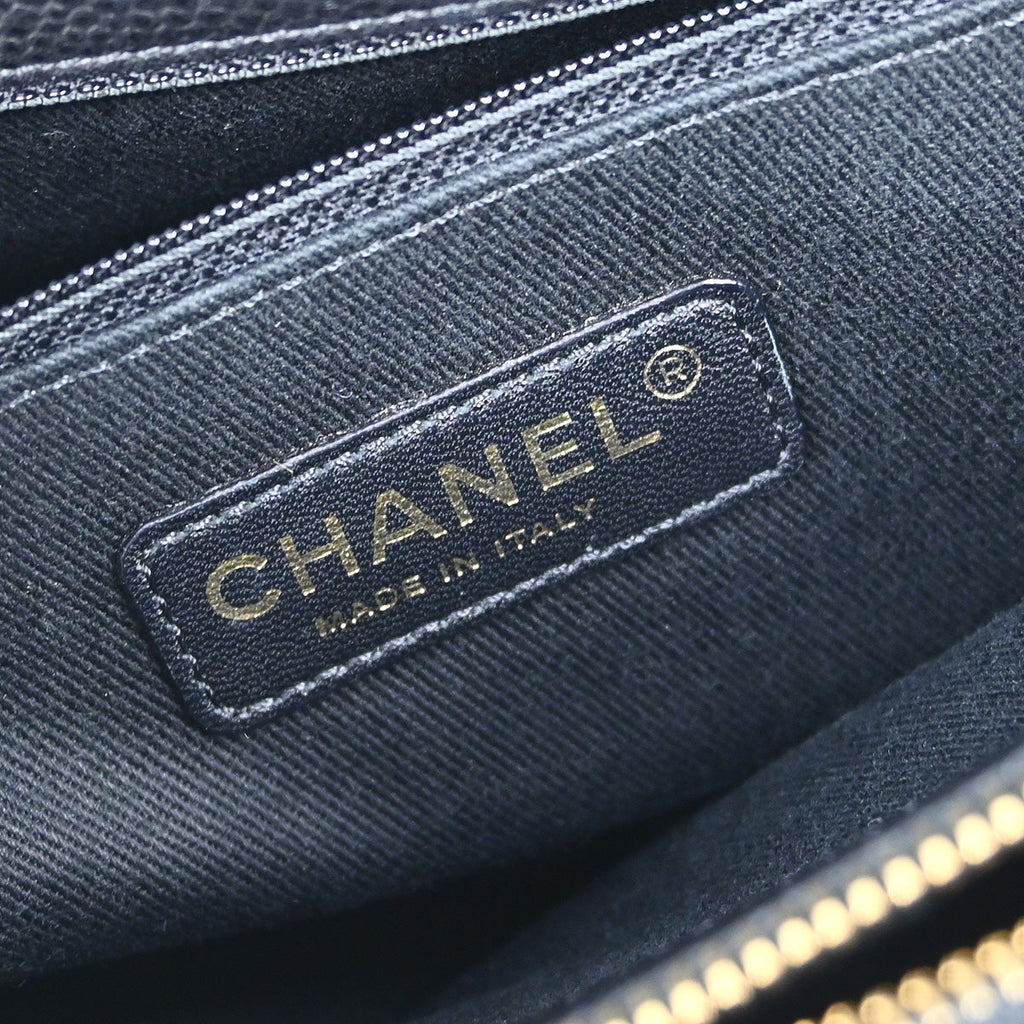 Chanel 2013-2014 Black Caviar Chain Shoulder Tote Bag