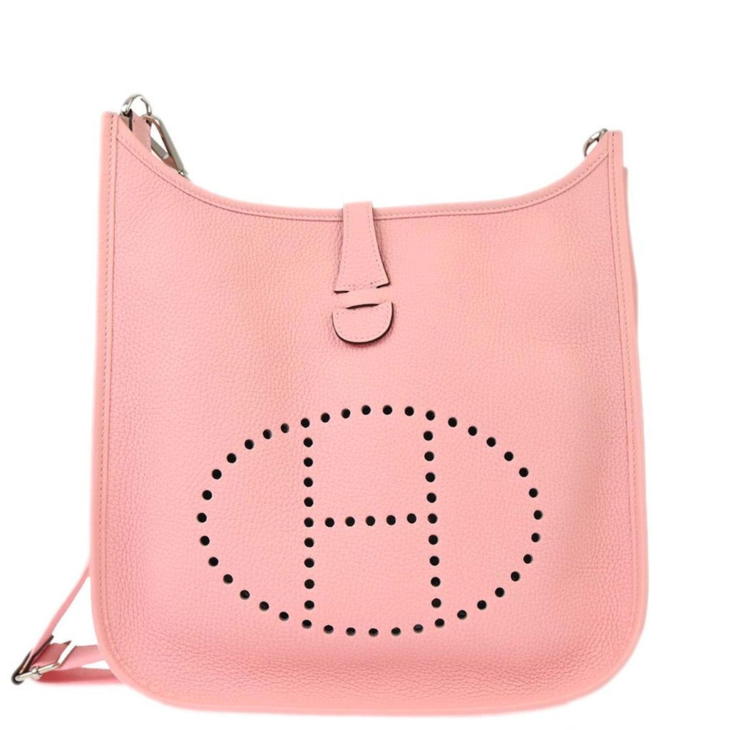 Hermes 2015 Rose Sakura Taurillon Clemence Evelyne 3 PM Shoulder Bag