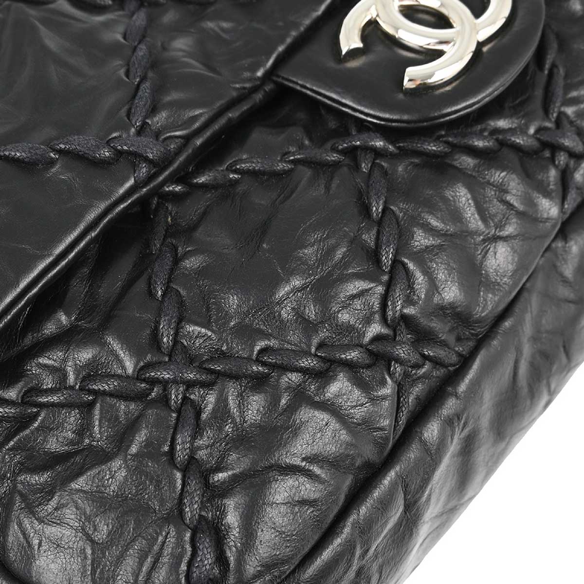 Chanel 2010-2011 Black Calfskin Ultra Stitch Chain Shoulder Bag