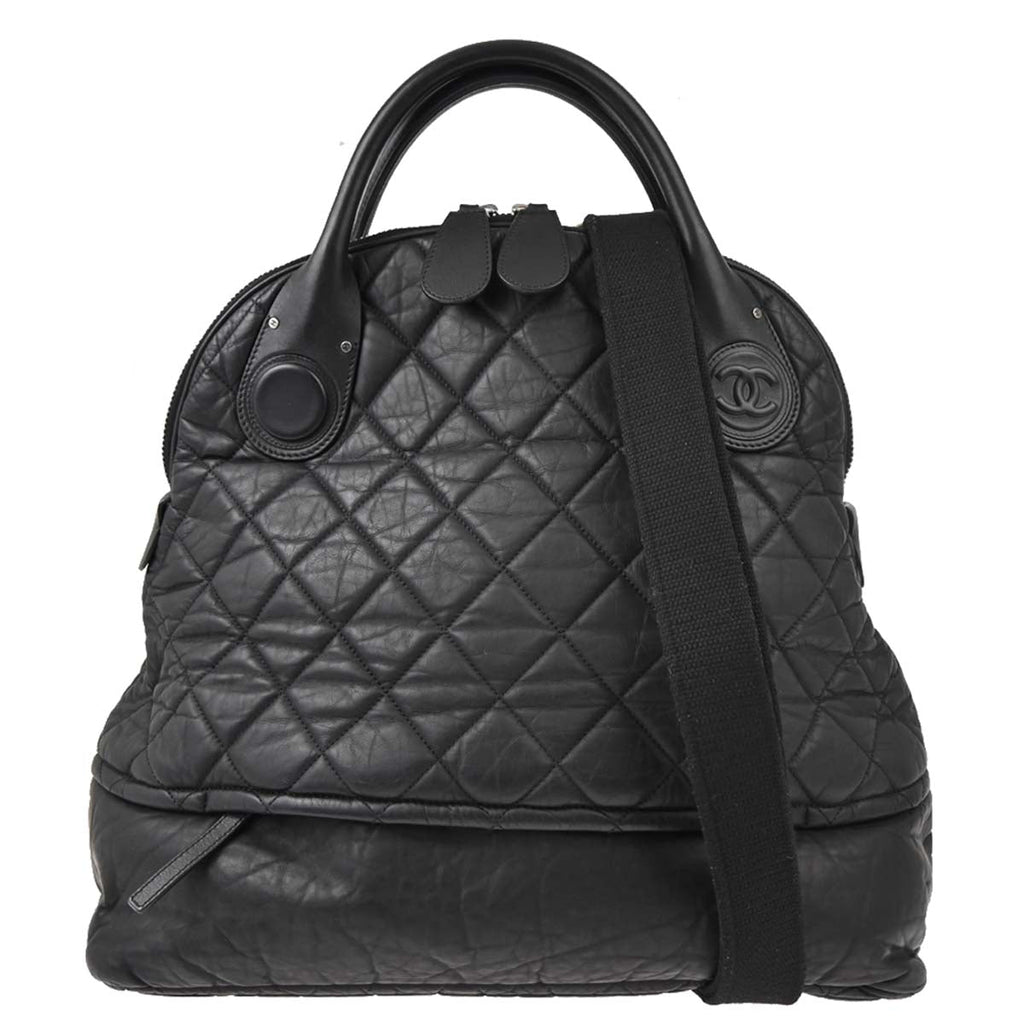 Chanel 2011 Black Glitter Fabric Coco Cocoon 2way Shoulder Handbag
