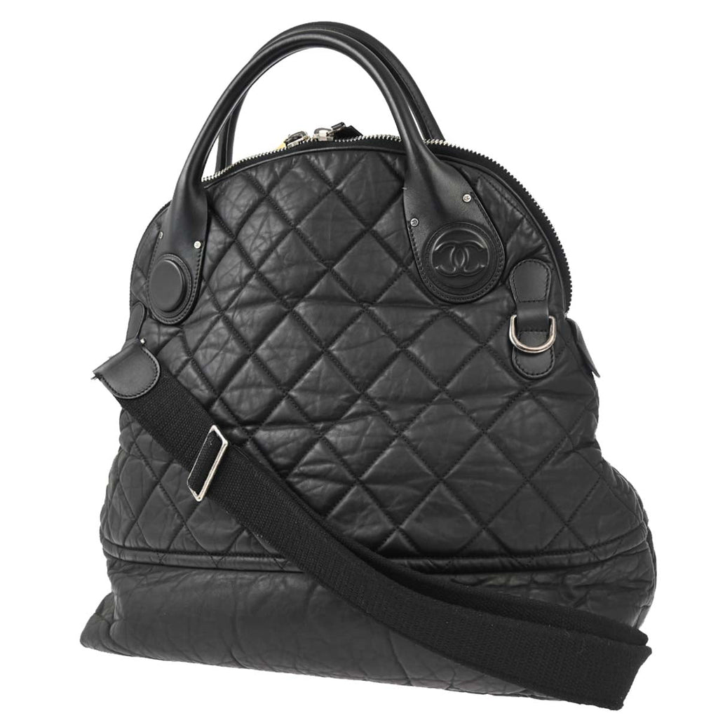 Chanel 2011 Black Glitter Fabric Coco Cocoon 2way Shoulder Handbag