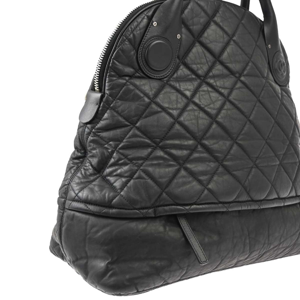 Chanel 2011 Black Glitter Fabric Coco Cocoon 2way Shoulder Handbag