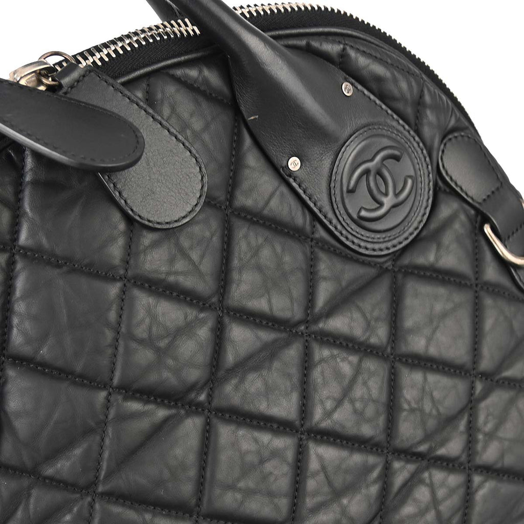 Chanel 2011 Black Glitter Fabric Coco Cocoon 2way Shoulder Handbag