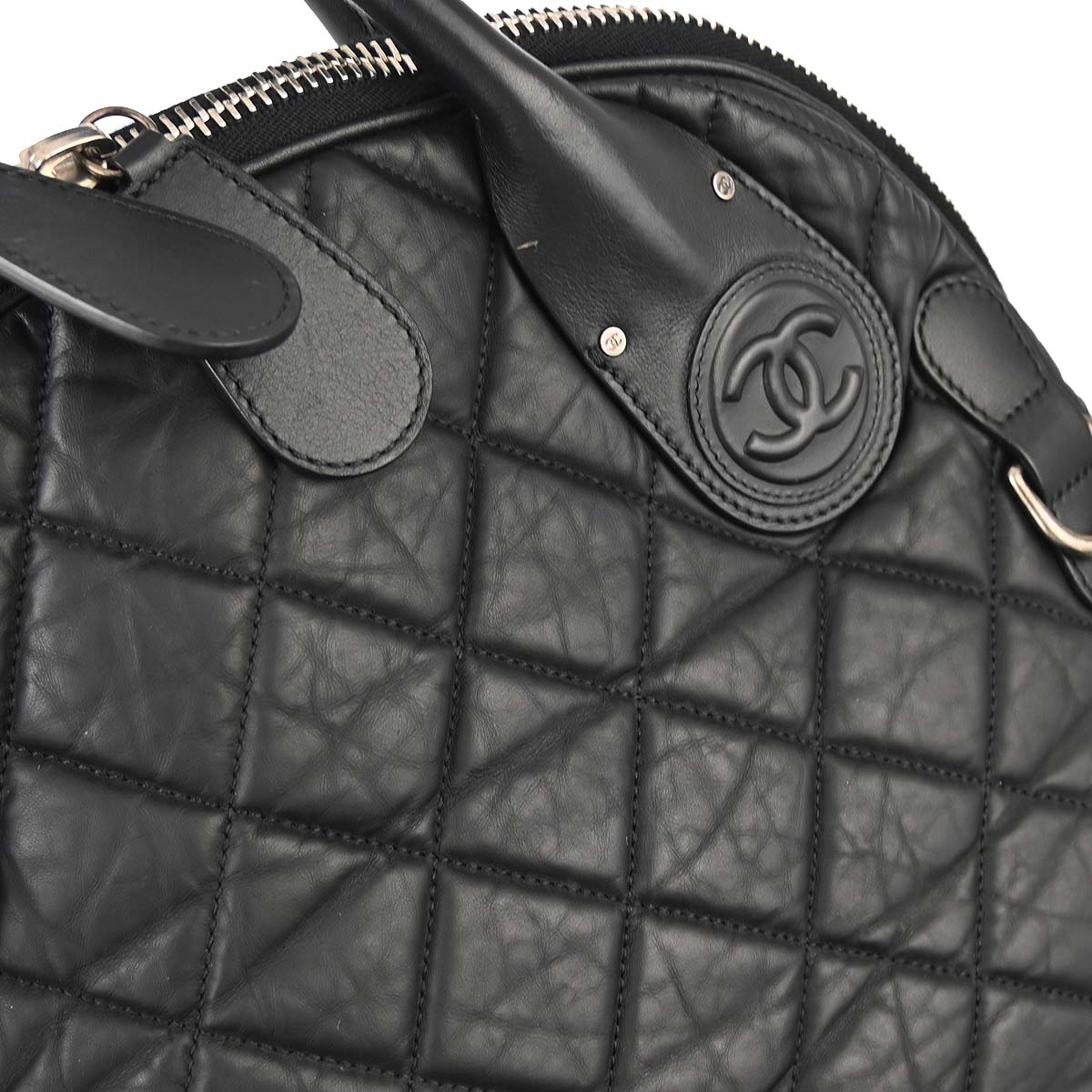 Chanel 2011 Black Glitter Fabric Coco Cocoon 2way Shoulder Handbag