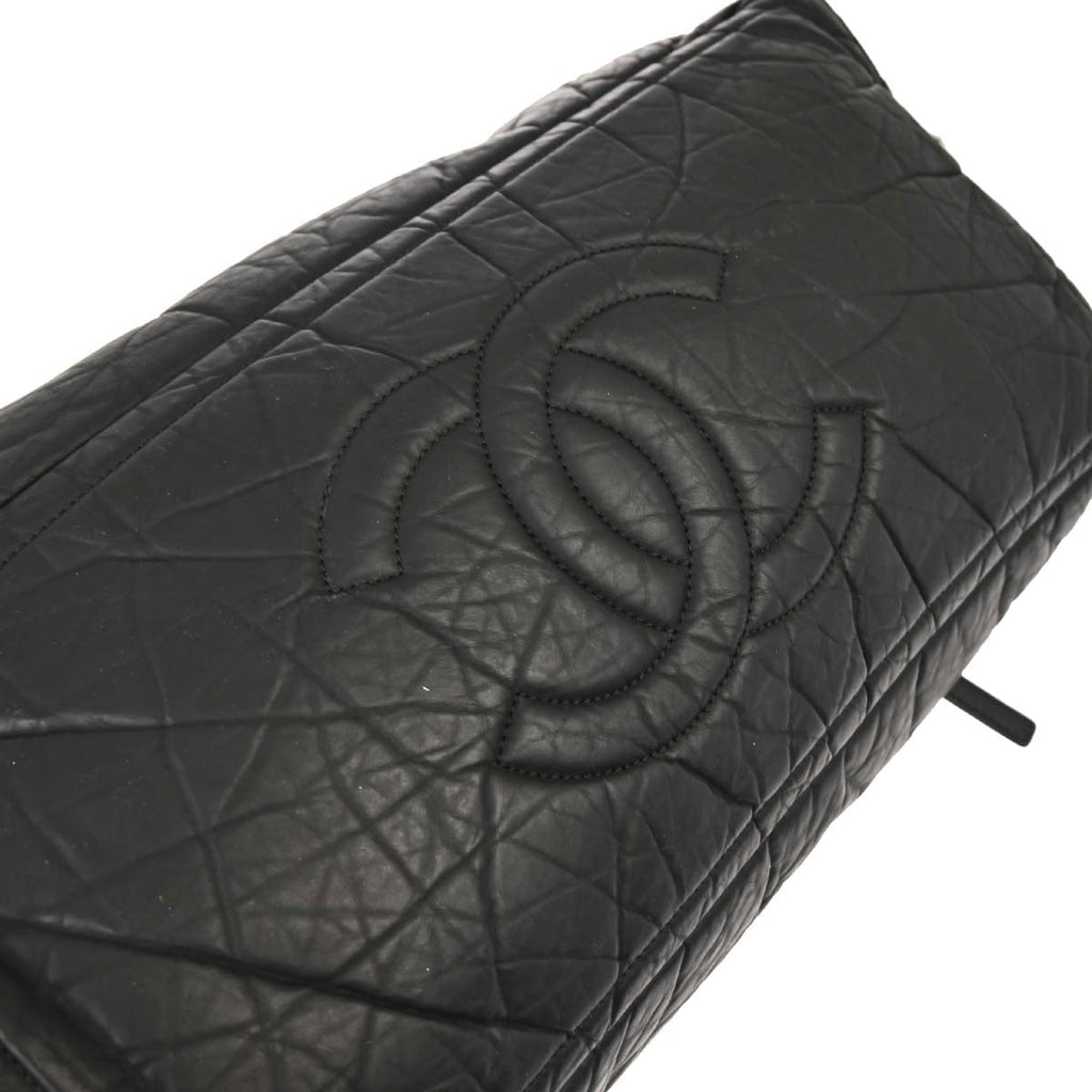 Chanel 2011 Black Glitter Fabric Coco Cocoon 2way Shoulder Handbag
