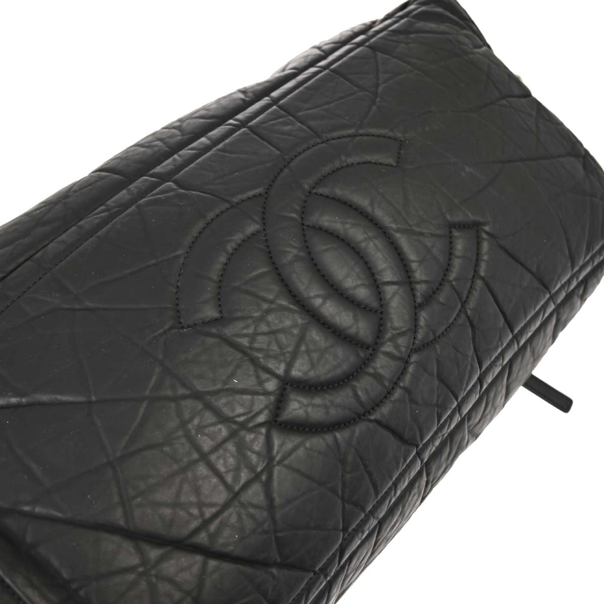 Chanel 2011 Black Glitter Fabric Coco Cocoon 2way Shoulder Handbag
