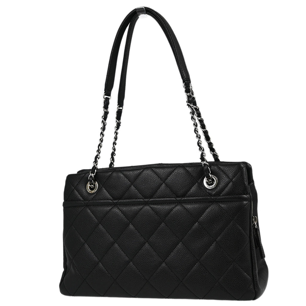 Chanel 2012-2013 Black Caviar Chain Shoulder Tote Bag