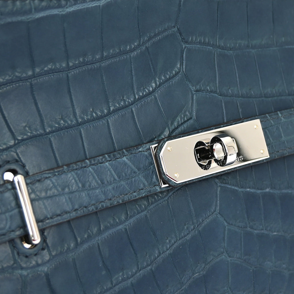 Hermes * 2013 Blue Tempete Matte Niloticus Crocodile Jypsiere 28 Shoulder Bag