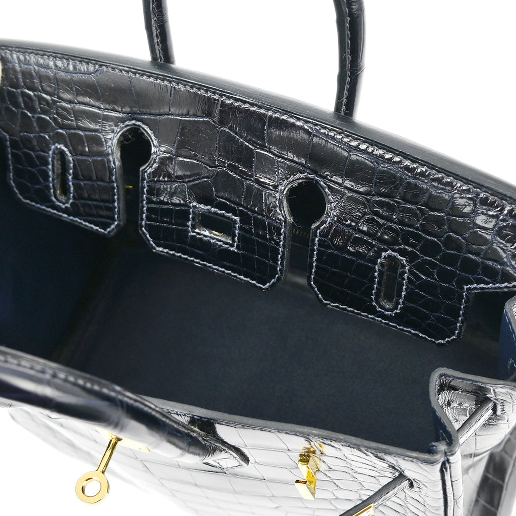 Hermes * 2010 Blue Marine Alligator Crocodile Birkin 25 Handbag