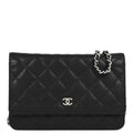 Chanel 2014 Black Caviar Classic WOC Shoulder Wallet Bag