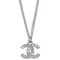 Chanel CC Chain Necklace Pendant Rhinestone Silver F12V
