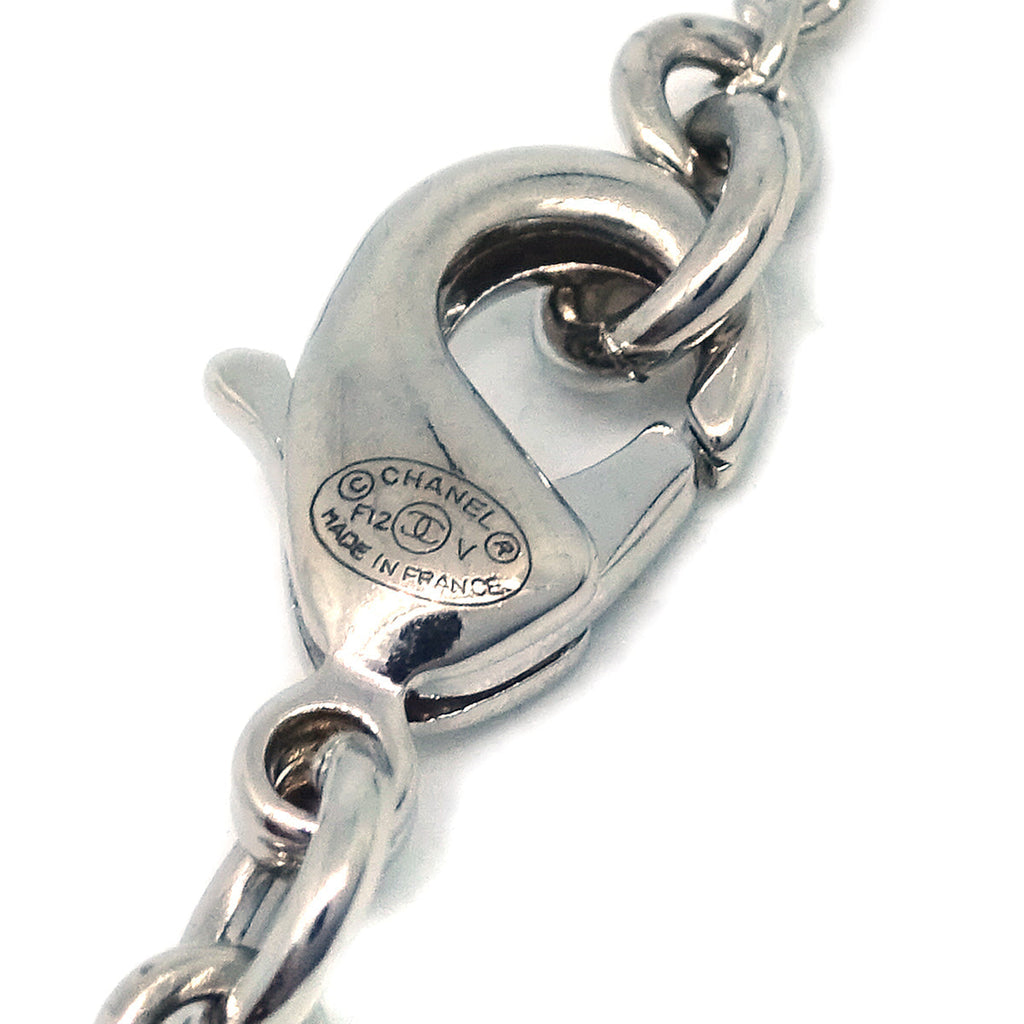 Chanel CC Chain Necklace Pendant Rhinestone Silver F12V