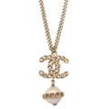 Chanel Chain Pendant Necklace Artificial Pearl Gold B16B