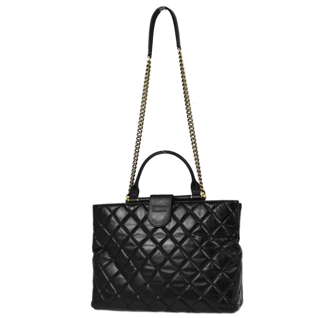 Chanel 2017 Paris in Rome Black Calfskin Castle Rock Tote 2way Handbag