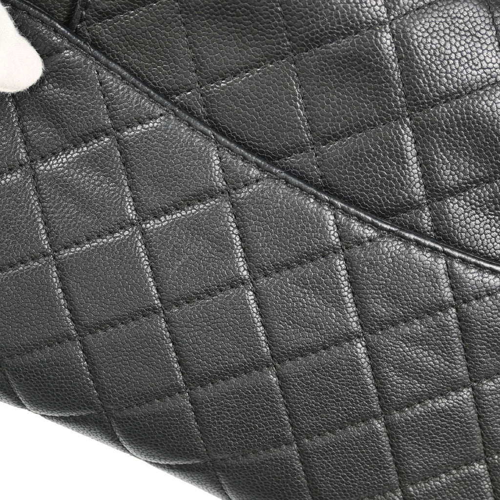 Chanel 2015-2016 Gray Caviar Shoulder Bag