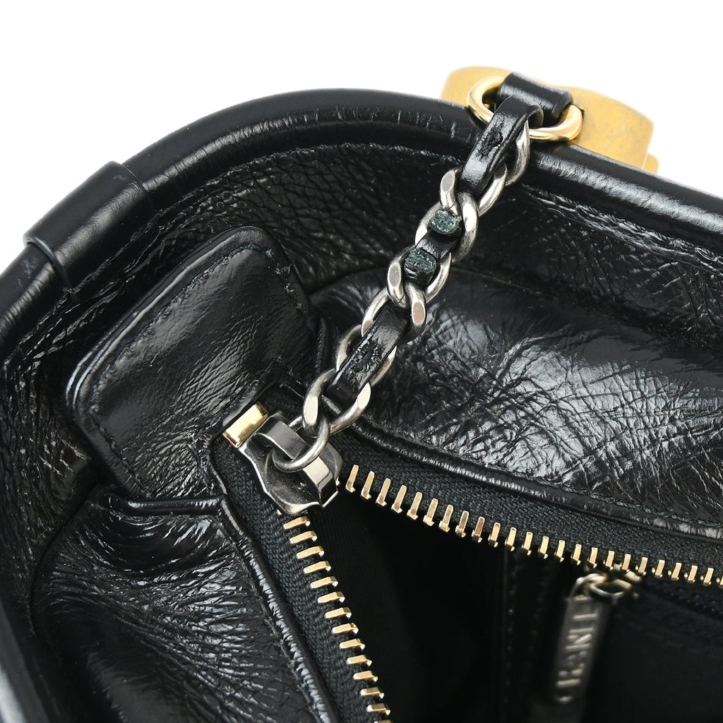 Chanel 2018-2019 Black Gold Calfskin Large Gabrielle Shoulder Bag