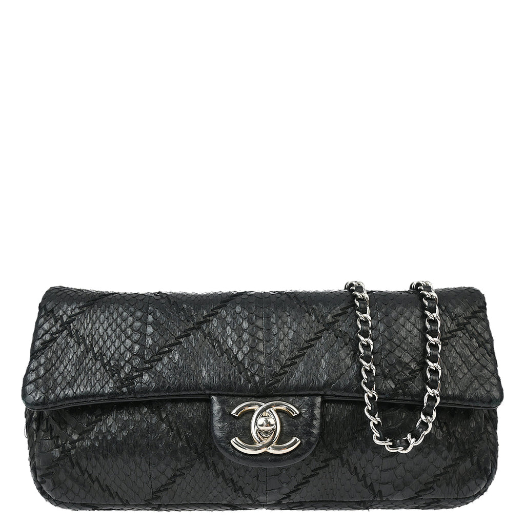 Chanel * 2011 Black Python Ultra Stitch WOC Chain Shoulder Wallet Bag