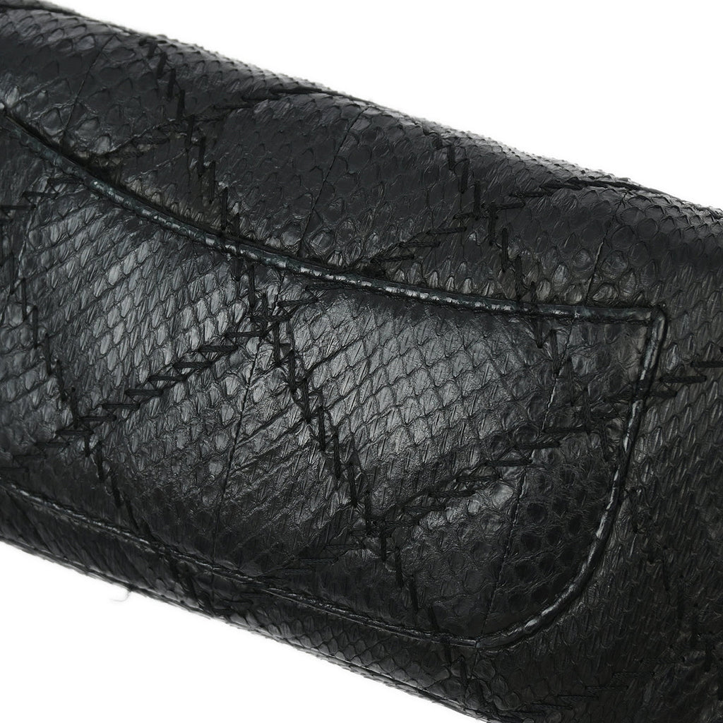 Chanel * 2011 Black Python Ultra Stitch WOC Chain Shoulder Wallet Bag