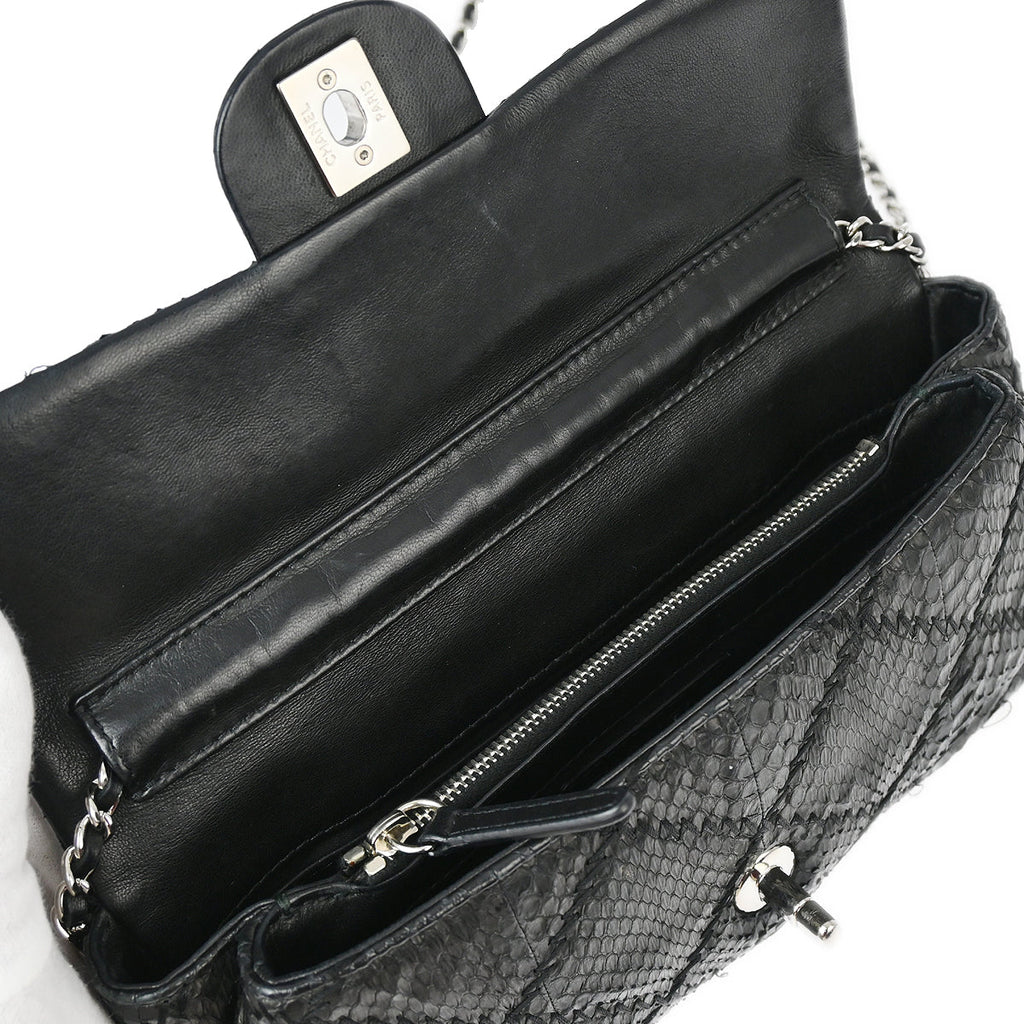Chanel * 2011 Black Python Ultra Stitch WOC Chain Shoulder Wallet Bag