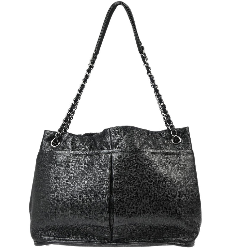 Chanel 2014-2015 Black Caviar Chain Shoulder Tote Bag