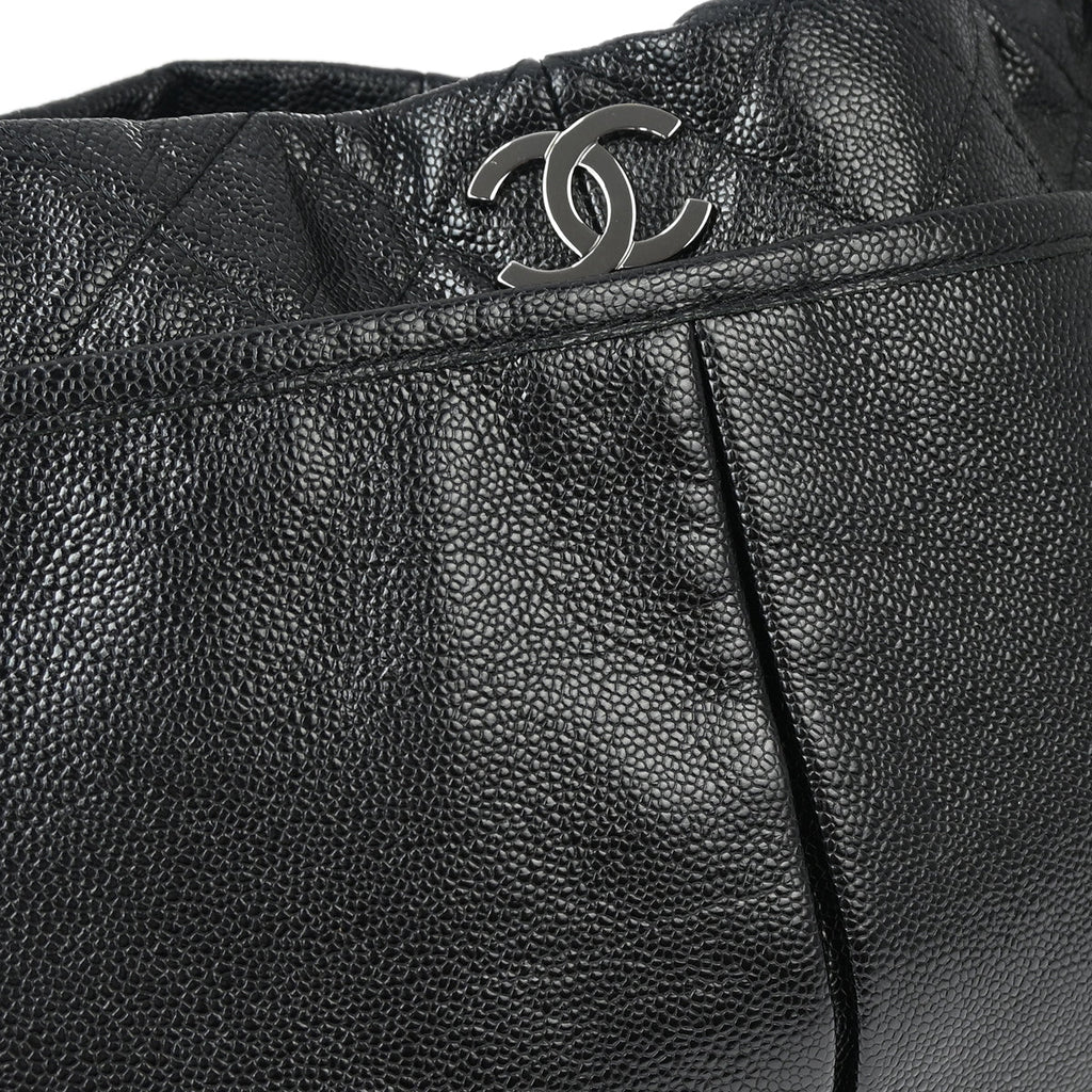 Chanel 2014-2015 Black Caviar Chain Shoulder Tote Bag