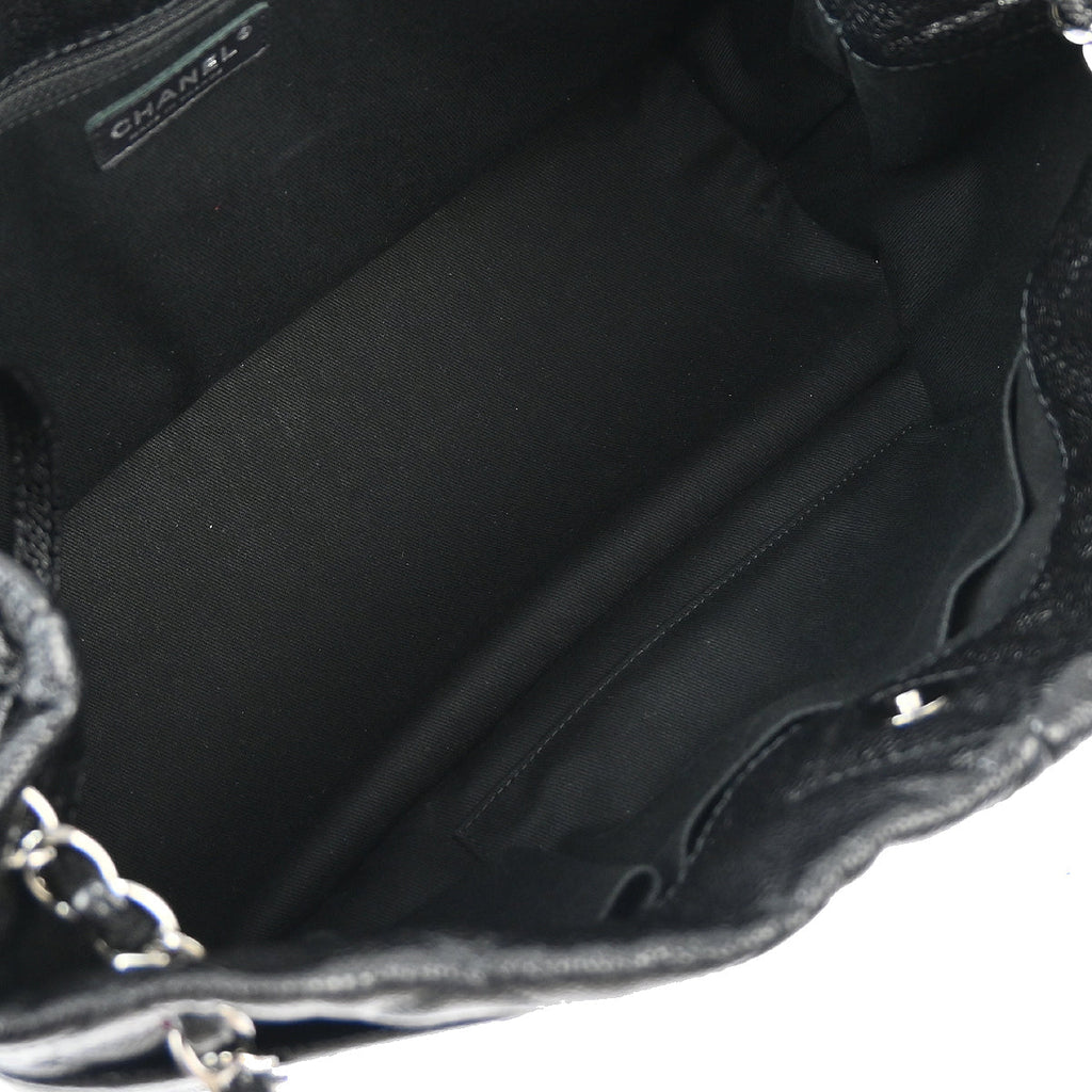 Chanel 2014-2015 Black Caviar Chain Shoulder Tote Bag