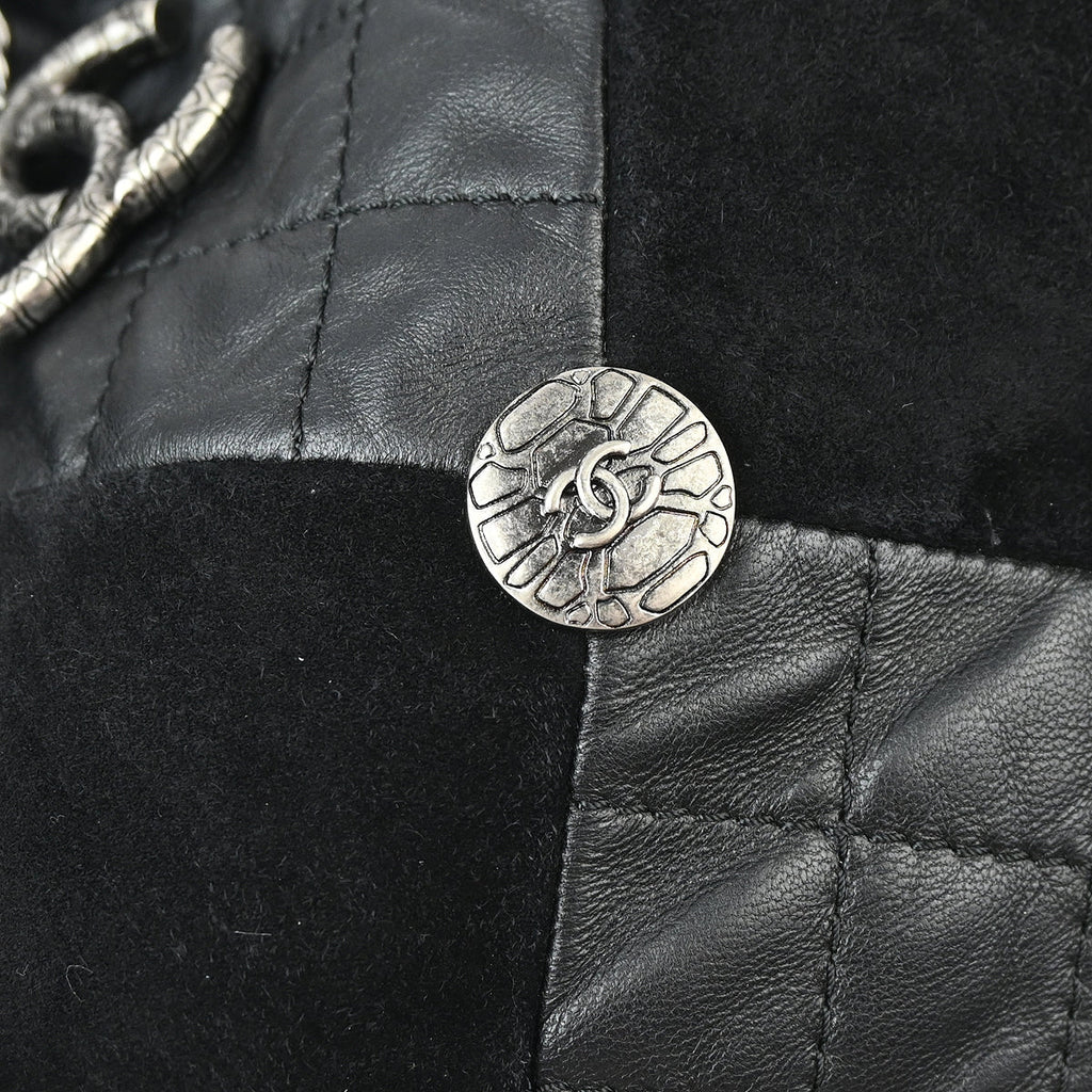 Chanel 2015-2016 Black Lambskin Suede Chain Shoulder Bag