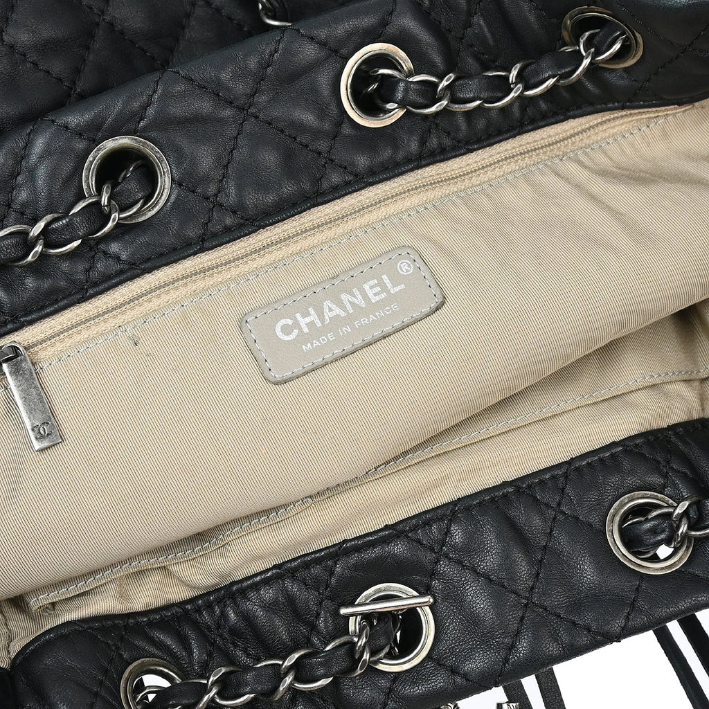Chanel 2015-2016 Black Lambskin Suede Chain Shoulder Bag