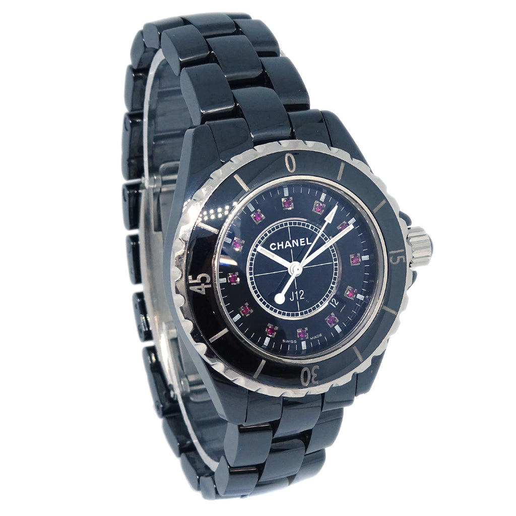 Chanel Ref.H1634 J12 Quartz 33mm Watch Ceramic SS Ruby