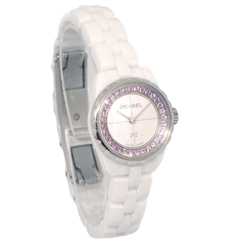 Chanel 2018 Ref.H5512 J12 XS Quartz 19mm Watch Ceramic SS Pink Sapphire