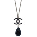 Chanel CC Chain Necklace Silver Black B10A