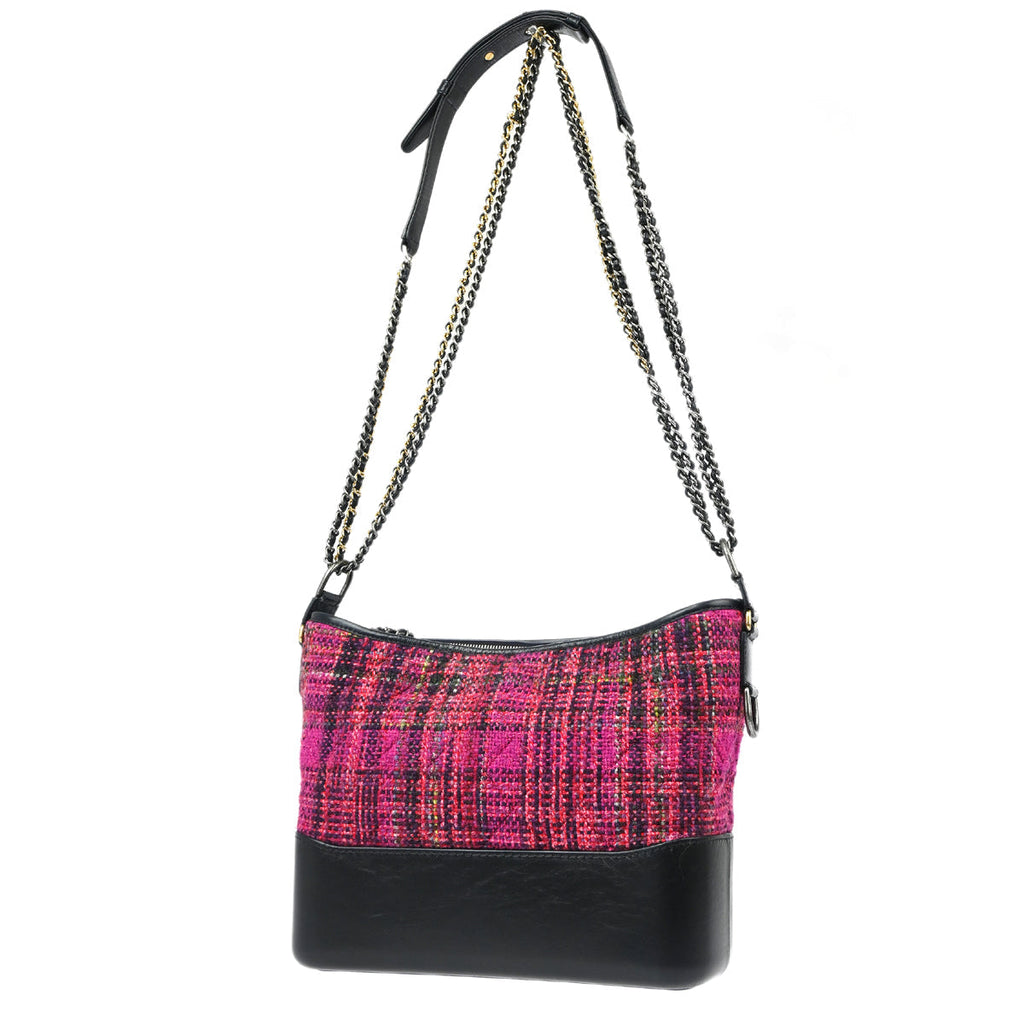 Chanel 2018-2019 Pink Tweed Calfskin Medium Gabrielle Shoulder Bag