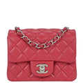 Chanel 2018-2019 Pink Lambskin Mini Classic Square Flap Shoulder Bag 17