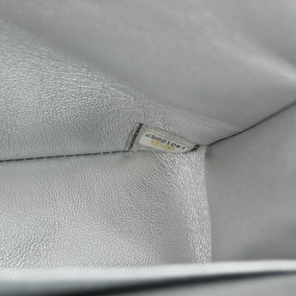 Chanel * 2010-2011 Silver Lambskin Medium Classic Double Flap Shoulder Bag