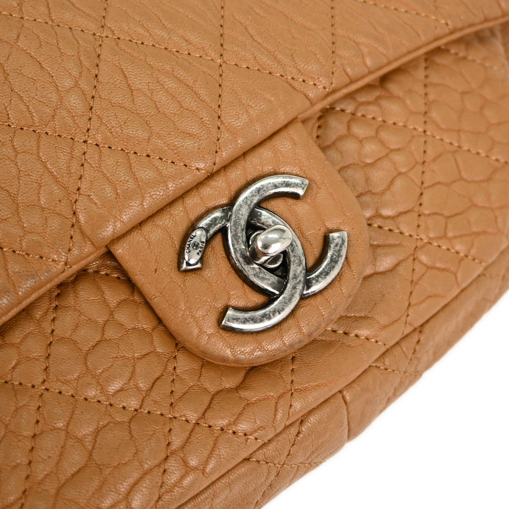 Chanel 2015-2016 Brown Leather Classic Single Flap Shoulder Bag