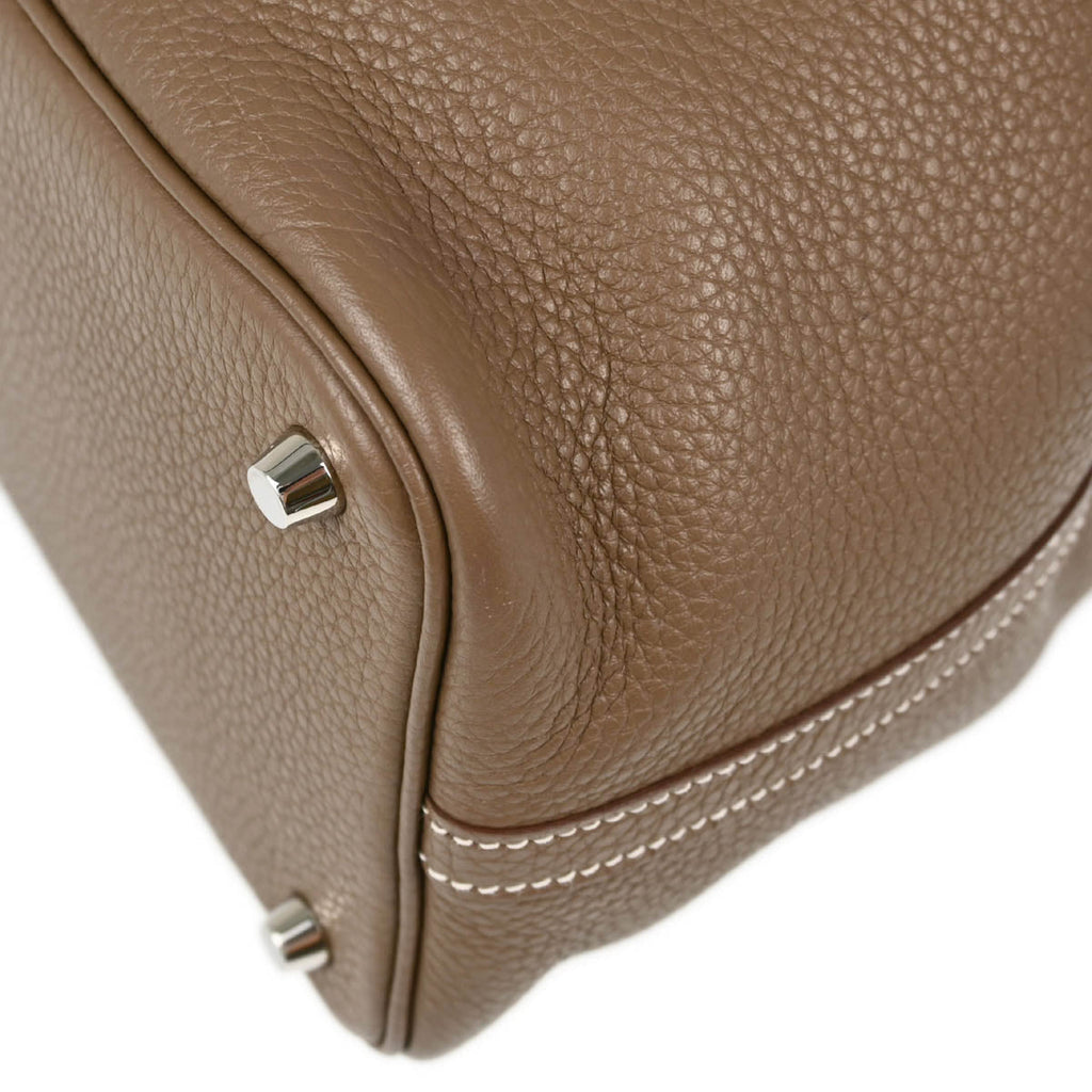 Hermes 2011 Etoupe Taurillon Clemence Picotin 18 PM Handbag