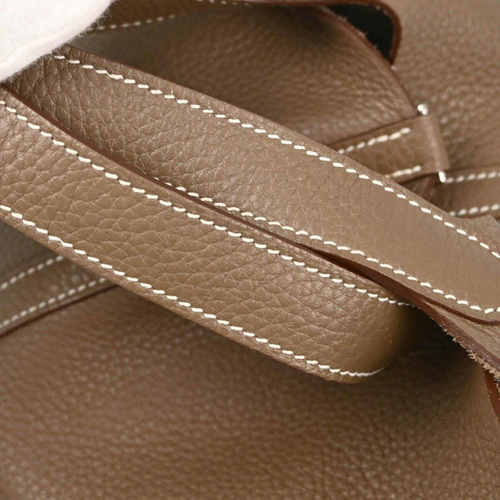 Hermes 2011 Etoupe Taurillon Clemence Picotin 18 PM Handbag