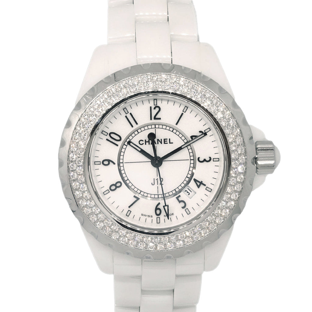 Chanel Ref.H0967 2008 J12 34mm Quartz Watch Ceramic Diamond